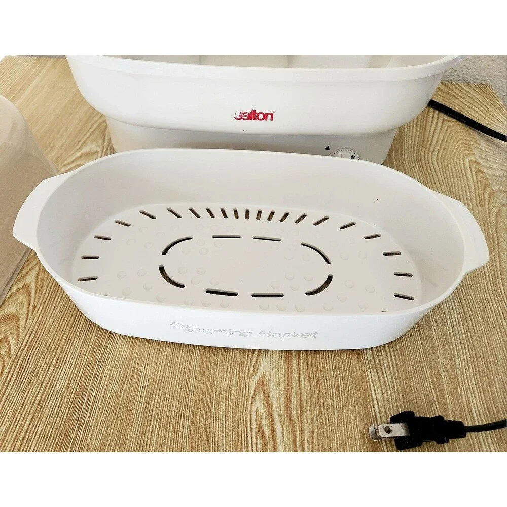 Vintage Electric SALTON Rice Cooker Veggie Steamer 2 Baskets Lid Tested ***